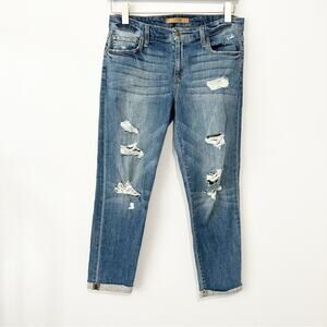 Joes Jeans the boyfriend slim crop ripped blue denim distressed size 28